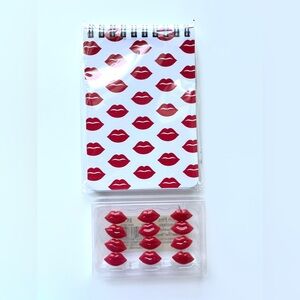 Red Lips notebook & push pins set